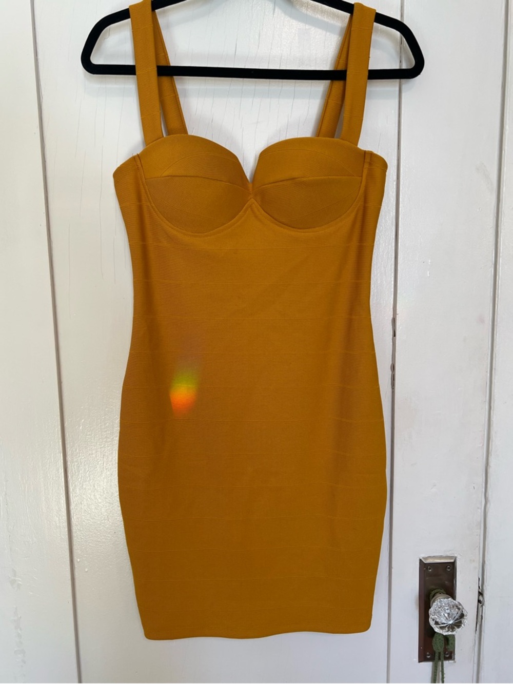 Haute Monde Women's Mustard Ponte Knit bodycon dress sz M